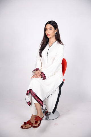 HANDLOOM SUSSI STITCHED 2-PIECE KURTI & TROUSER