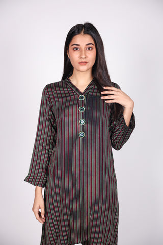 HANDLOOM SUSSI STITCHED 2-PIECE KURTI & TROUSER