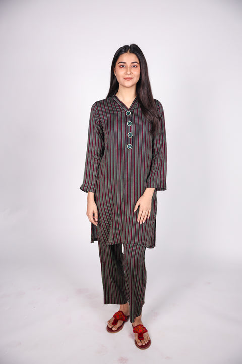 HANDLOOM SUSSI STITCHED 2-PIECE KURTI & TROUSER