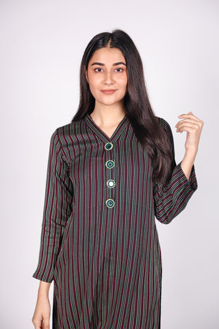 HANDLOOM SUSSI STITCHED 2-PIECE KURTI & TROUSER