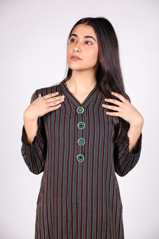 HANDLOOM SUSSI STITCHED 2-PIECE KURTI & TROUSER