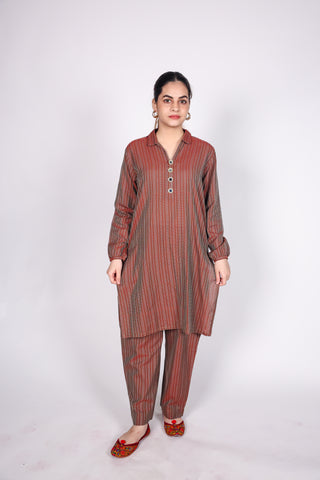 HANDLOOM SUSSI STITCHED 2-PIECE KURTI AND TROUSER