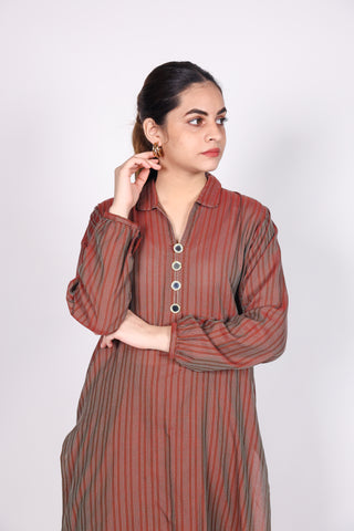 HANDLOOM SUSSI STITCHED 2-PIECE KURTI AND TROUSER