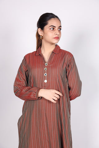 HANDLOOM SUSSI STITCHED 2-PIECE KURTI AND TROUSER