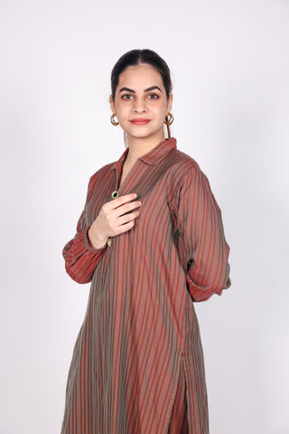 HANDLOOM SUSSI STITCHED 2-PIECE KURTI AND TROUSER