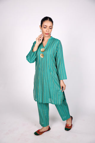 HANDLOOM SUSSI STITCHED 2-PIECE KURTI AND TROUSER