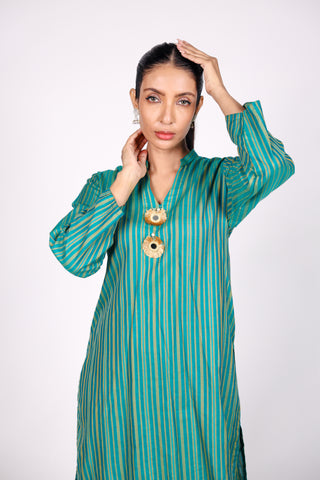 HANDLOOM SUSSI STITCHED 2-PIECE KURTI AND TROUSER