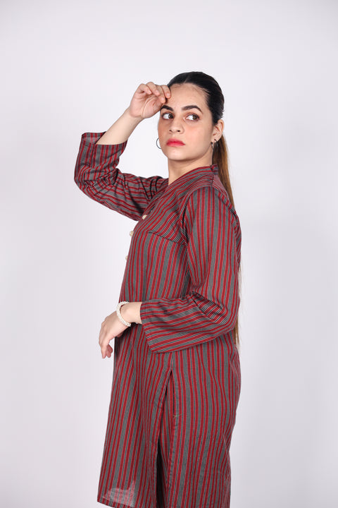 HANDLOOM SUSSI STITCHED 2-PIECE KURTI AND TROUSER