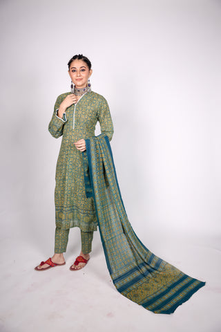 AJRAK PRINTED FABRIC STITCHED 02 PIECE SHIRT & TROUSER.