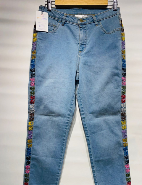 Light Blue Embroidered Jeans Women