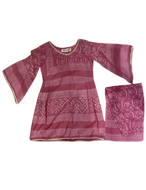 Shalwar Kameez Pink Block Print