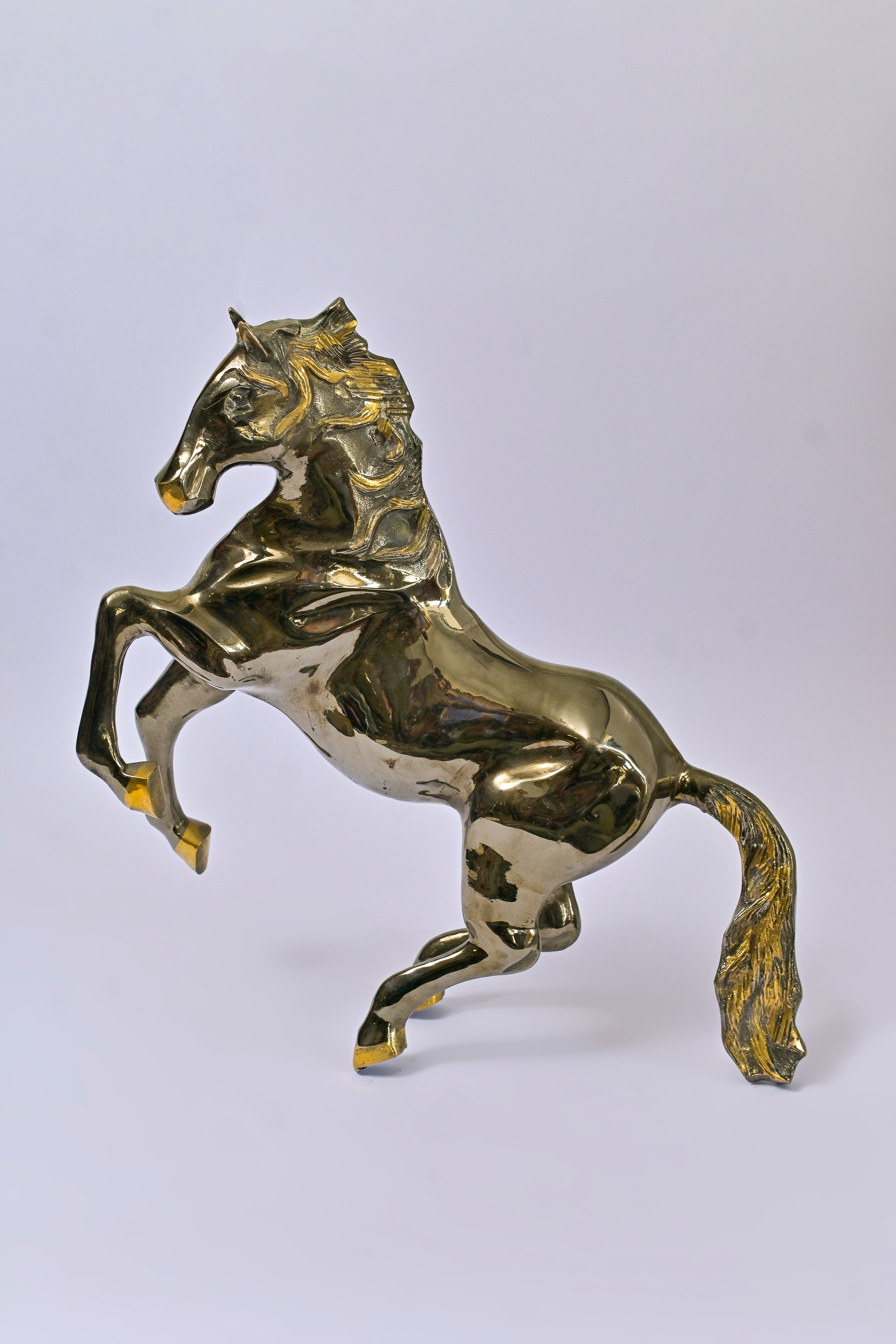 Brass Rearing Horse Sculpture