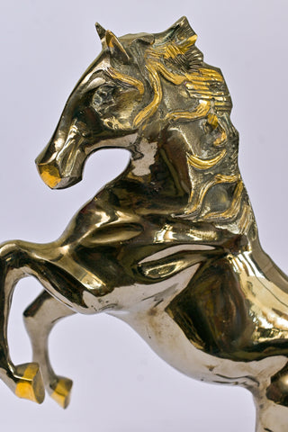 Brass Rearing Horse Sculpture