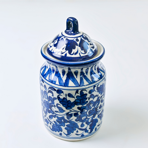 Blue Pottery Candy Jar