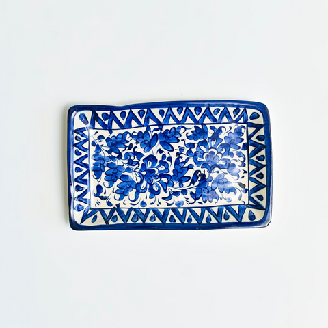 TRAY BLUE POTTERY SQUARE