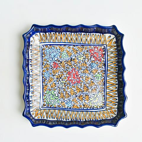 TRAY SQUARE BLUE POTTERY