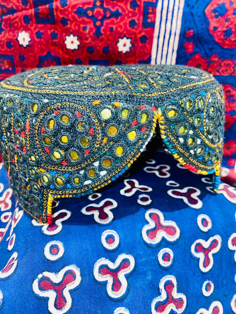 Sindhi Topi Green embroidery with mirror work