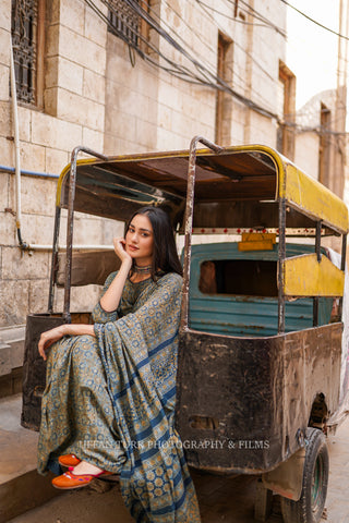 Modern Indigo Stitched Saree