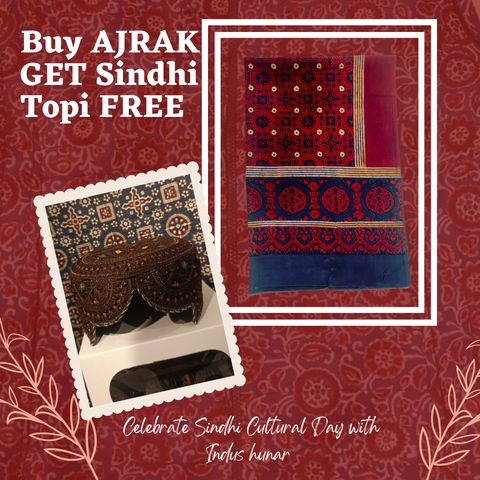 Buy Ajrak Get Sindhi Topi Free